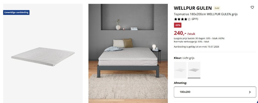 Te koop: JYSK Topper – Zo goed als nieuw!, Huis en Inrichting, Ophalen, Tweepersoons, Zo goed als nieuw, Matras