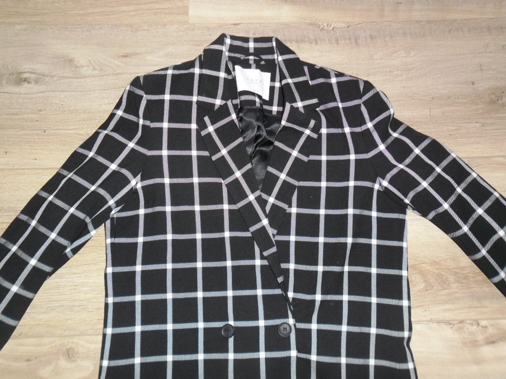Yaya Women Zwart/Witte Geruite Lange Blazer Jas Maat 38, Maat 38/40 (M), Zwart, Nieuw, Ophalen of Verzenden