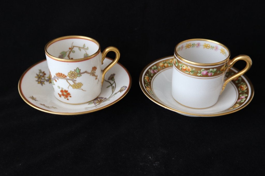 Antieke Art Deco Ginori vergulde emaille koffieset 1920-1930, Ophalen