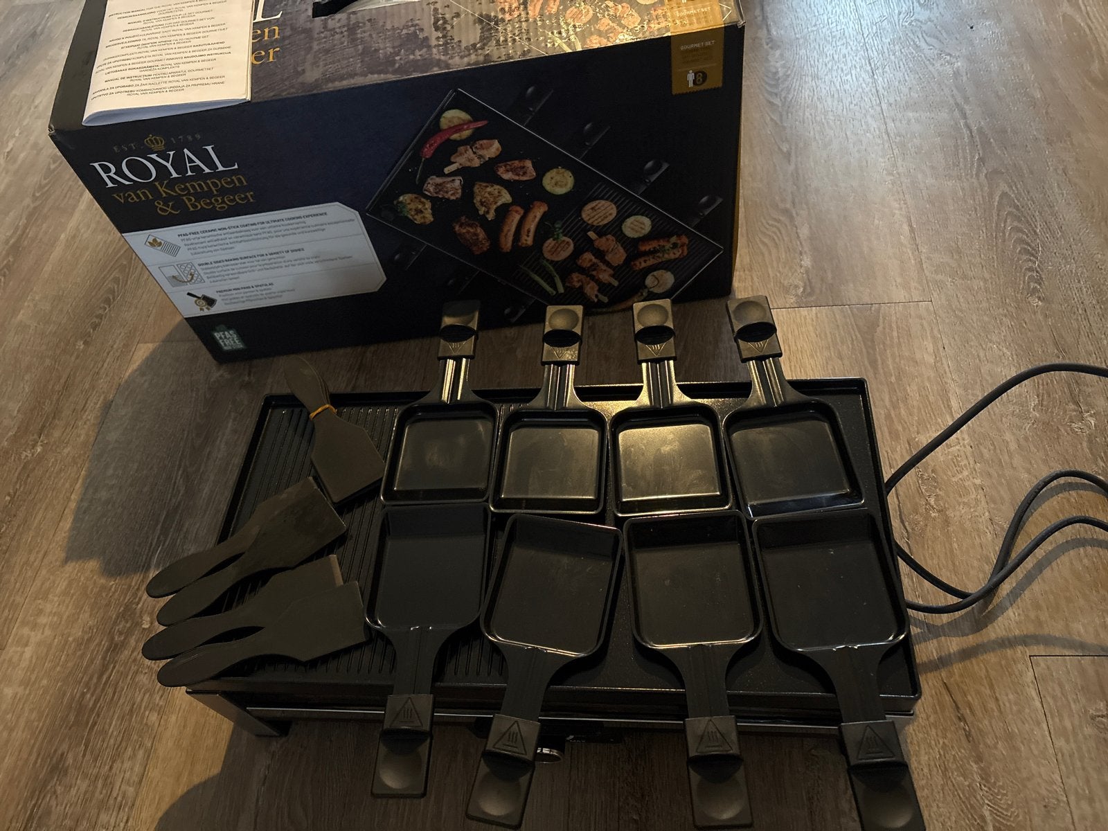 Royal van Kempen & Begeer Gourmetstel Raclette, Ophalen of Verzenden, Zo goed als nieuw, 4 t/m 7 personen