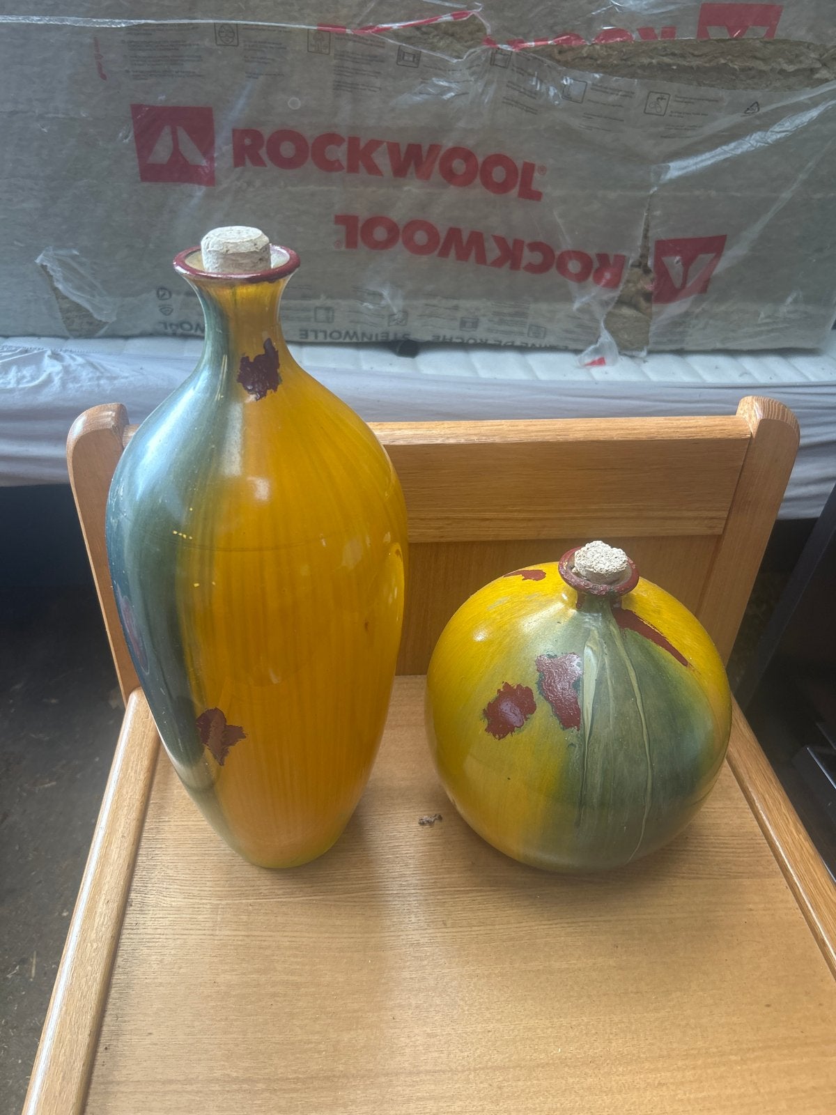 Decoratieve vazen set - geel/groen keramiek, Antiek en Kunst, Ophalen