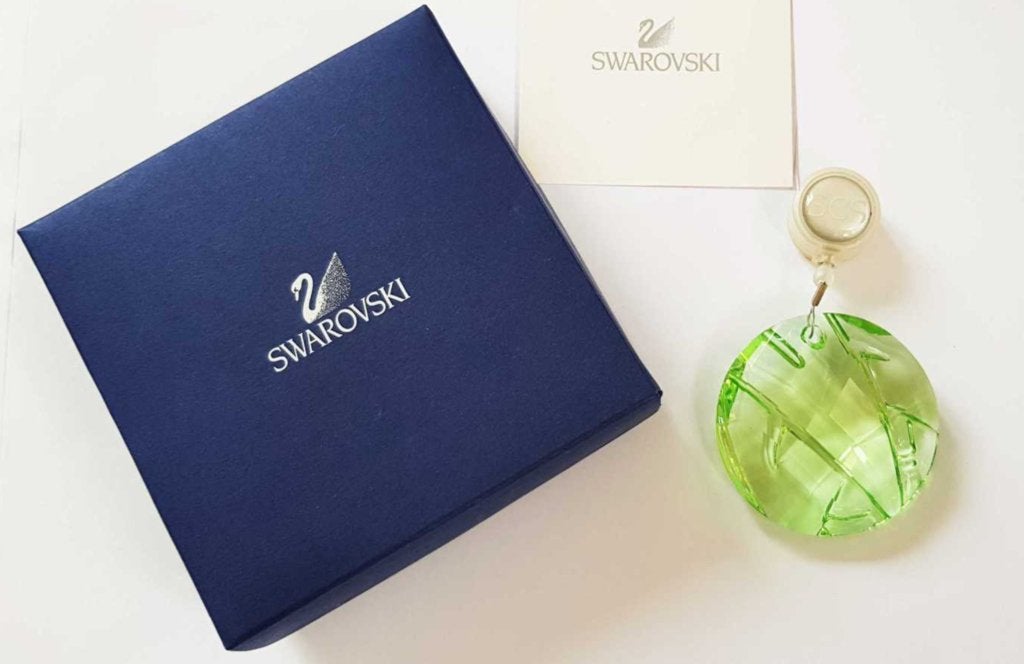 Swarovski Raamornament Bamboe Groen met doos en omdoos, Verzamelen, Ophalen of Verzenden, Zo goed als nieuw, Figuurtje