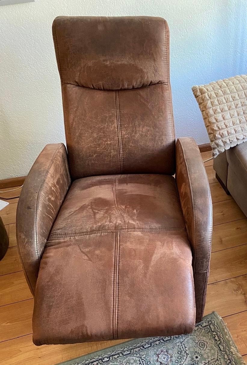 Comfortabele Relax Fauteuil - Bruin Leer, Ophalen of Verzenden, Gebruikt, Leer, 75 tot 100 cm