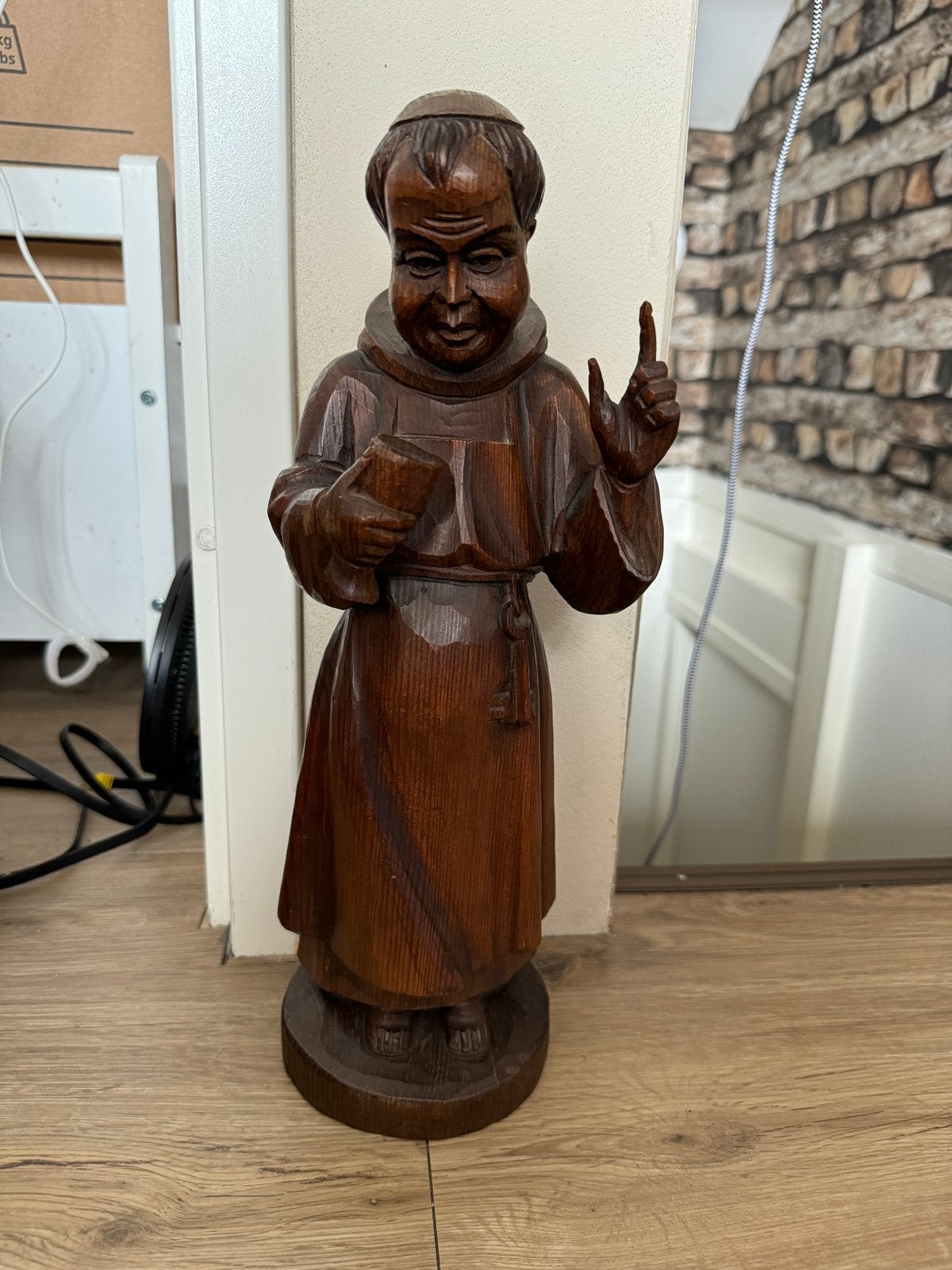 Houten monnik beeld - Ouro Artesania - Made in Spain, Ophalen of Verzenden, Handgemaakt, 20 - 50 cm, Beeld