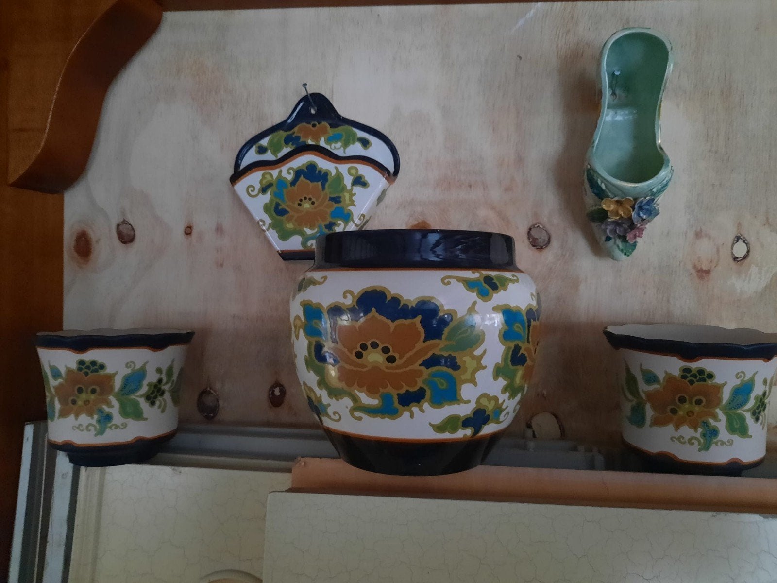 Gouda Plateel Modica bloempotten en wandhanger, Ophalen of Verzenden