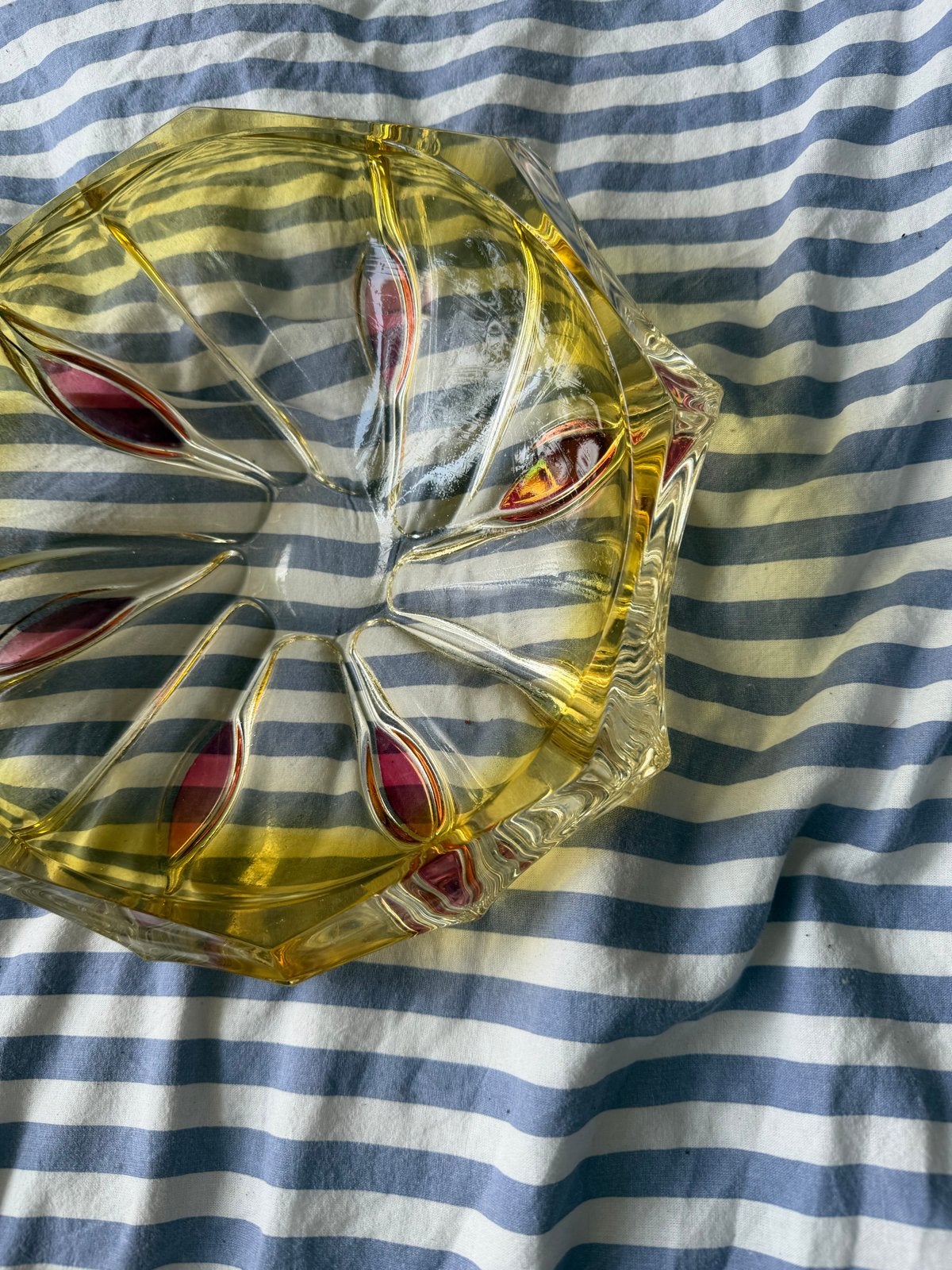 Walther Glas Mid-Century Amber & Roze Vlam Schaal, Ophalen of Verzenden