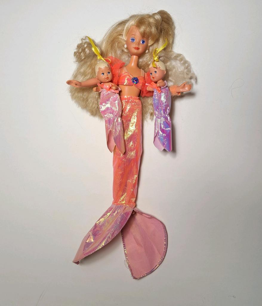 Vintage Mattel Barbie zeemeermin Skipper en 2 babies 1990s, Verzenden, Zo goed als nieuw, Fashion Doll