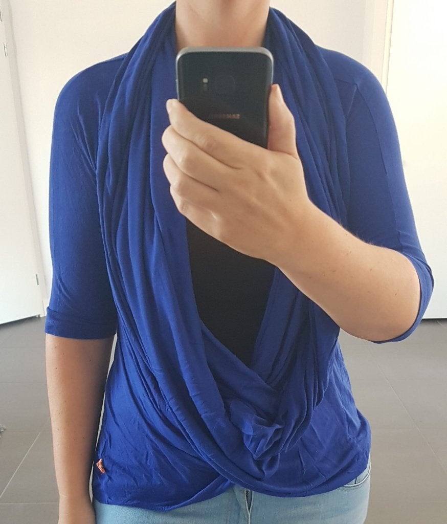 Mooi Diep Blauw Shirt met watervalhals Dames maat M, Maat 38/40 (M), Zo goed als nieuw, Lange mouw, Verzenden