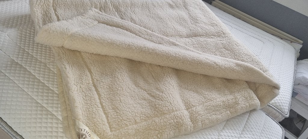 Warm vintage wollen onderdeken YMTD 180x240 - Nieuwstaat, Wit, Ophalen of Verzenden, Deken of Dekbed, Overige merken
