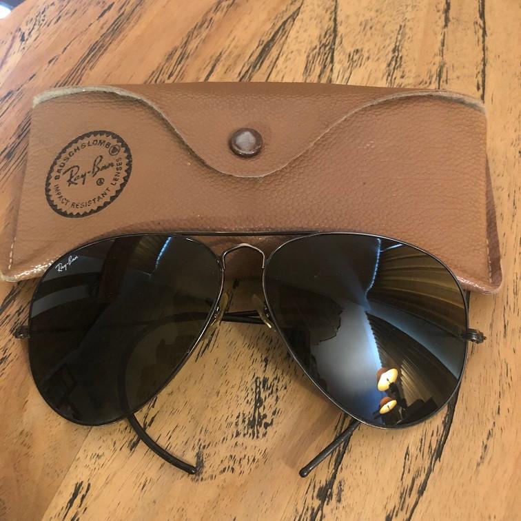 B&L Vintage Ray-Ban Aviator BLACK 62mm piloten zonnebril A6, Ray-Ban USA, Zonnebril, Zwart, Nieuw