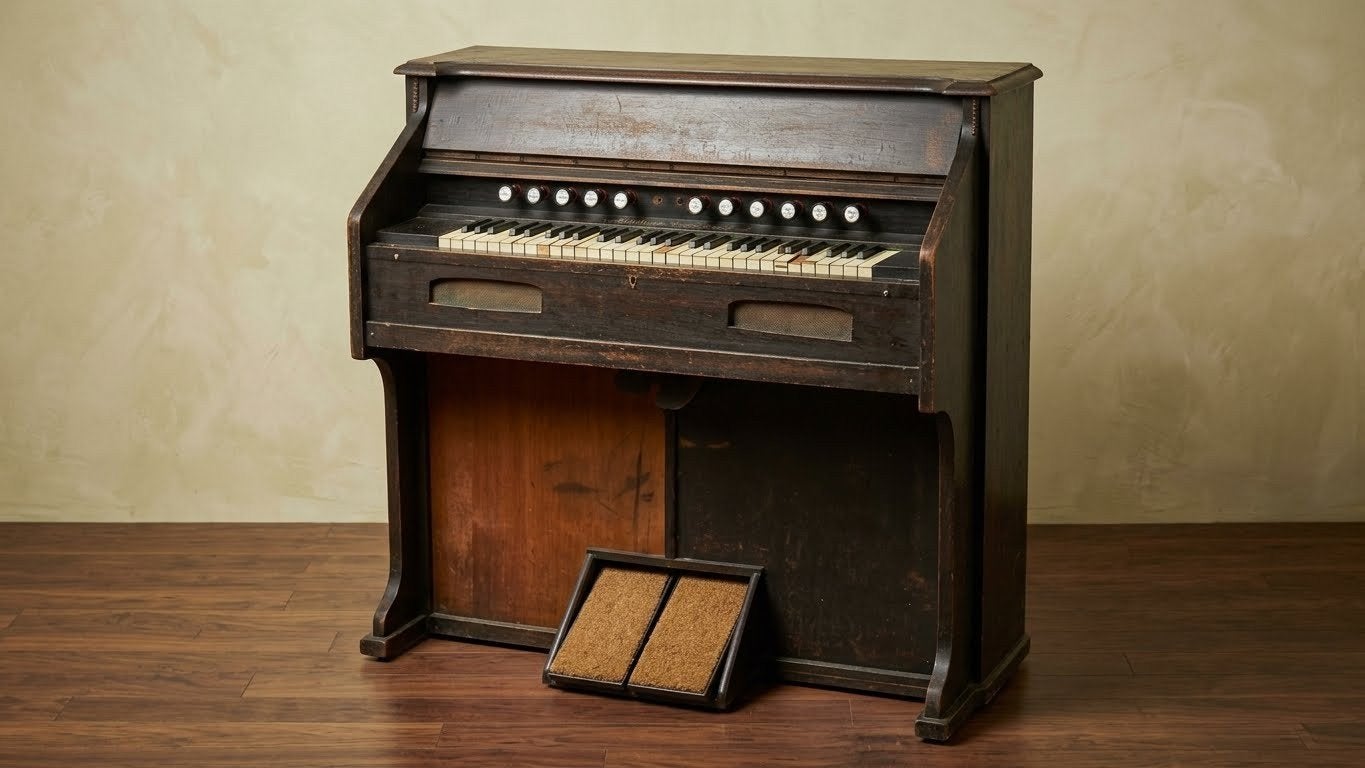 Werkend Antiek Duits Traporgel / Harmonium (Karaktervol & Or, Muziek en Instrumenten, Ophalen, Gebruikt, 1 klavier, Harmonium