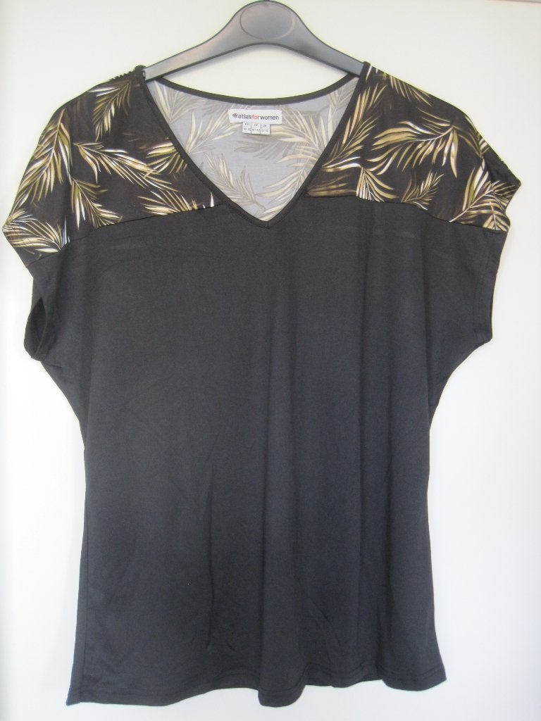 072 - Nieuw Atlas for Women T-shirt met bladprint - Maat L, Kleding | Dames, Verzenden, Zwart, Nieuw, Atlas for Women
