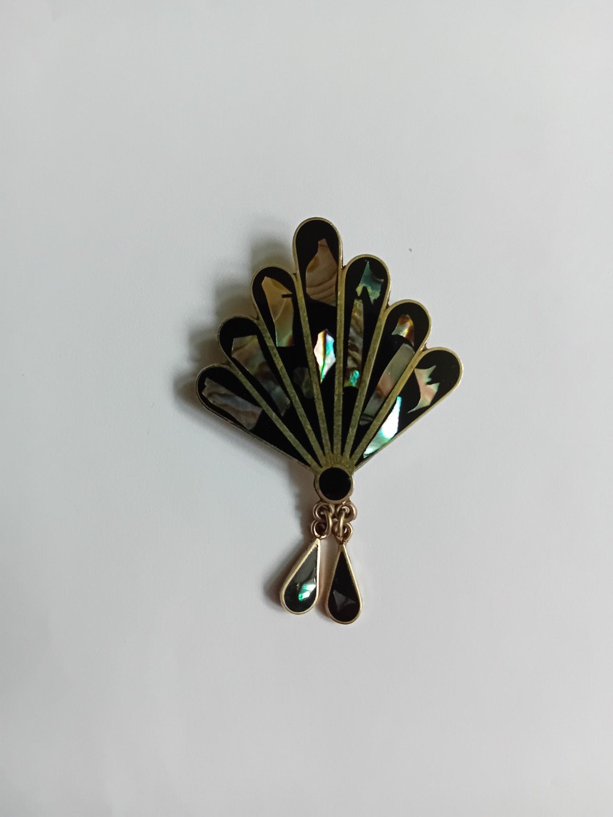 Vintage Mexicaanse waaierbroche, Ophalen of Verzenden, Zo goed als nieuw, Zilver, Overige materialen