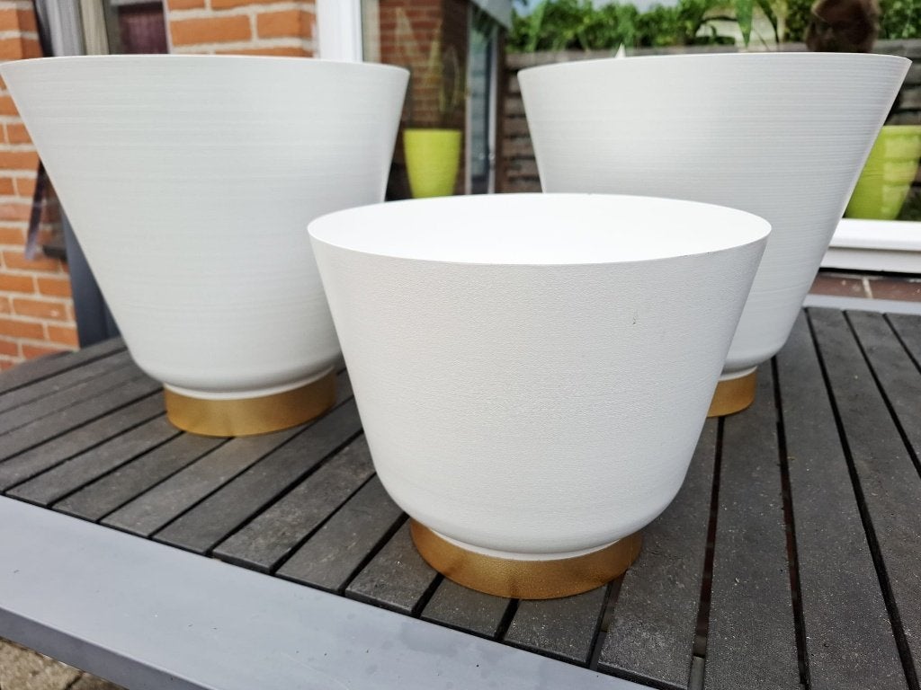 Bloempotten Wit met gouden rand, Overige materialen, Rond, Minder dan 40 cm, Ophalen