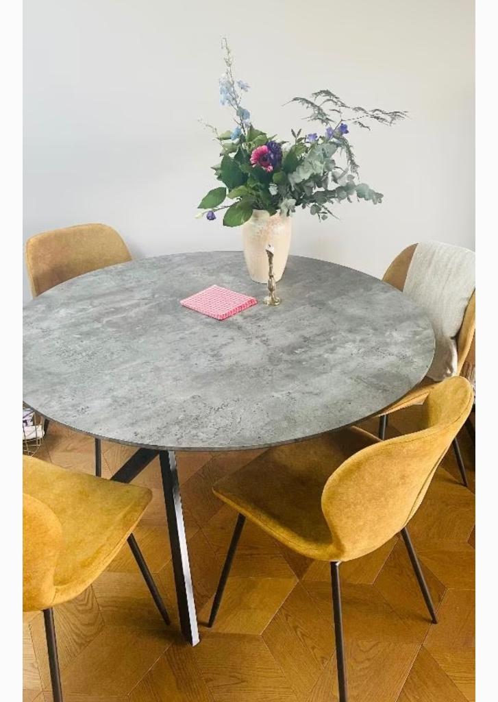 Round dining table / rond donkergrijs eettafel, 120 cm, Ophalen, Gebruikt, Overige houtsoorten, Rond