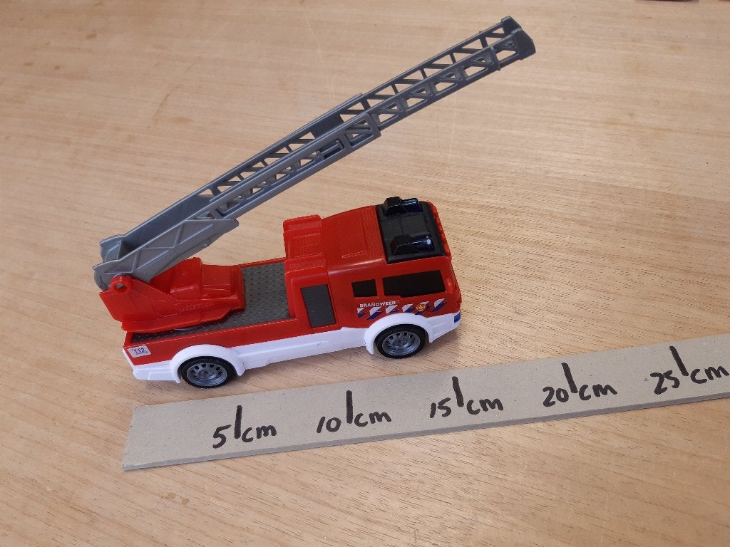 Brandweer wagen RoodWitGrijs PBS 16 cm lang Dickie Toys 112, Ophalen of Verzenden, Gebruikt