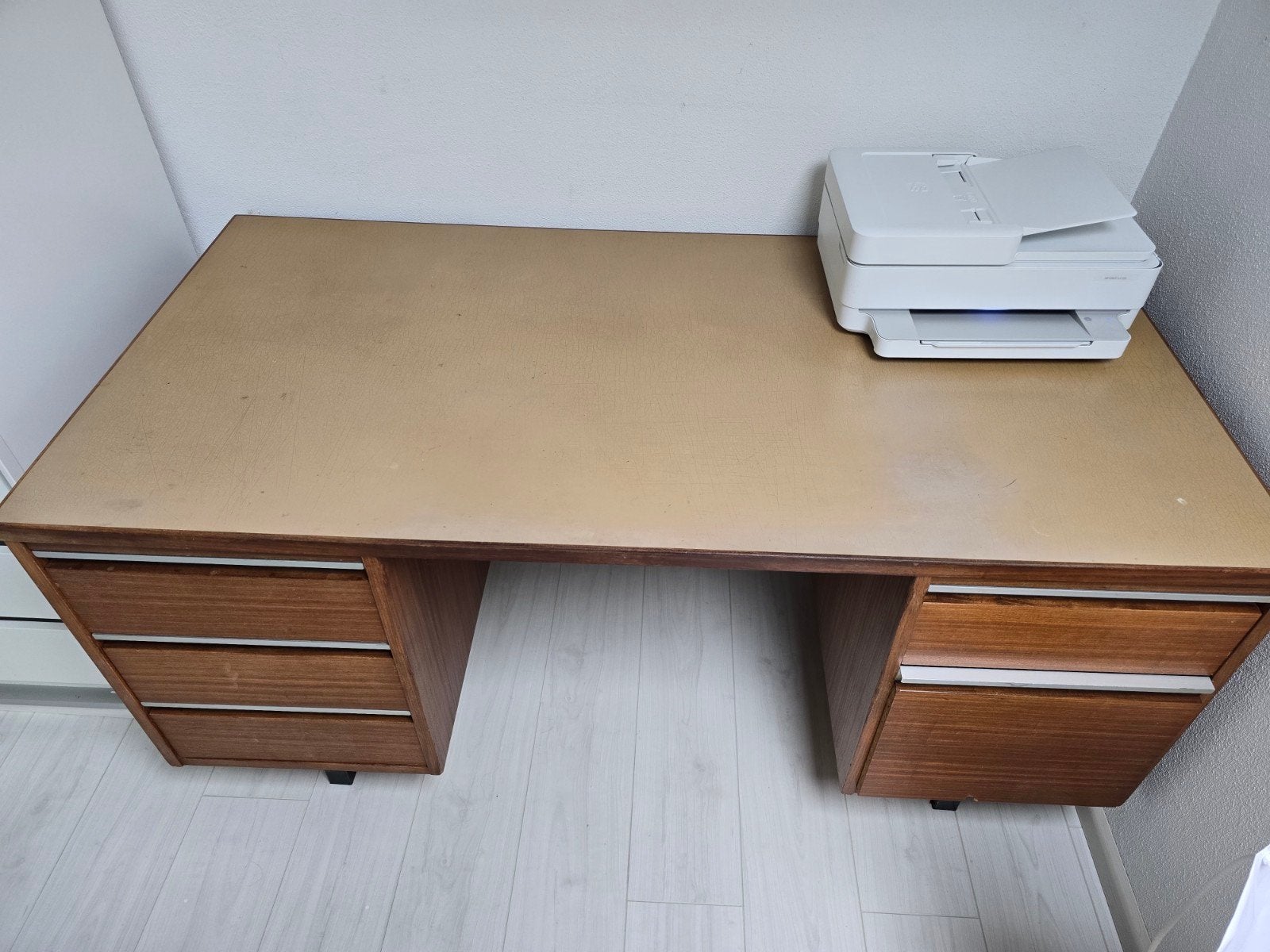 Bureau met 5 lades - Vintage stijl, Ophalen, Met lades, Gebruikt, Hout