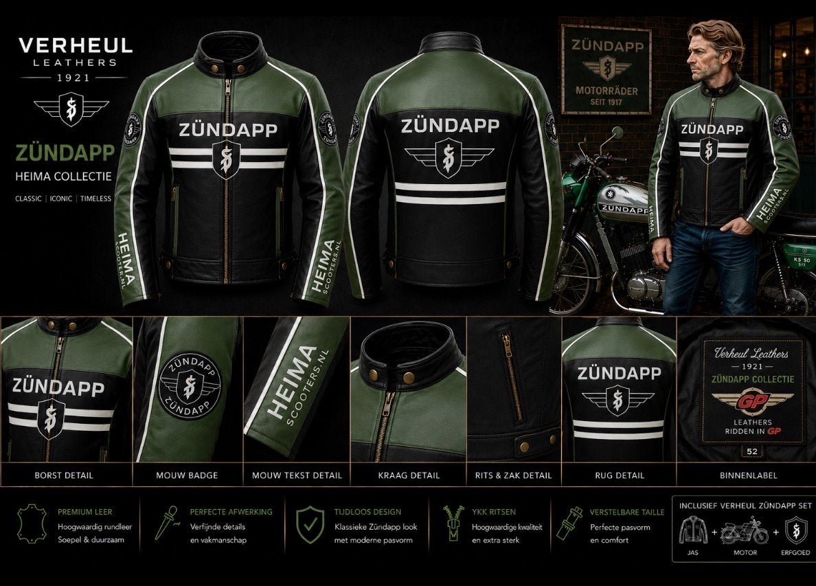 Verheul Leathers Zündapp Collectie Leder Jas, Ophalen of Verzenden, Nieuw, Maat 52/54 (L), Groen