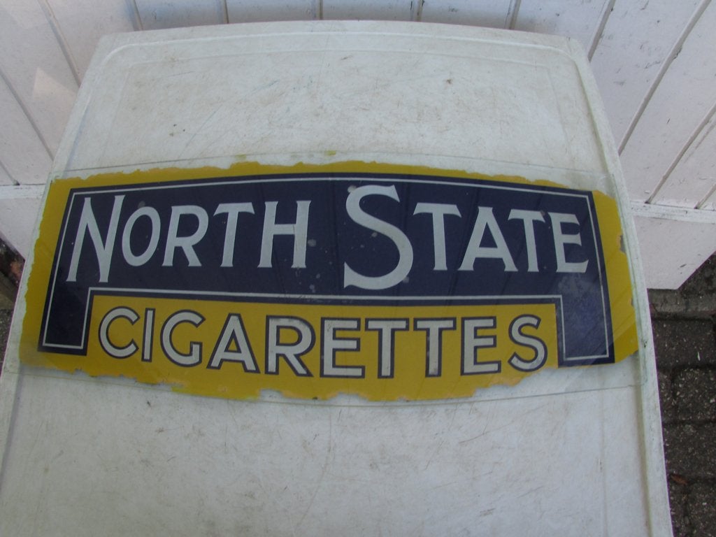 Leuk oud reclame bord Van North State Cigarettes van Glas, Ophalen of Verzenden, Gebruikt, Reclamebord