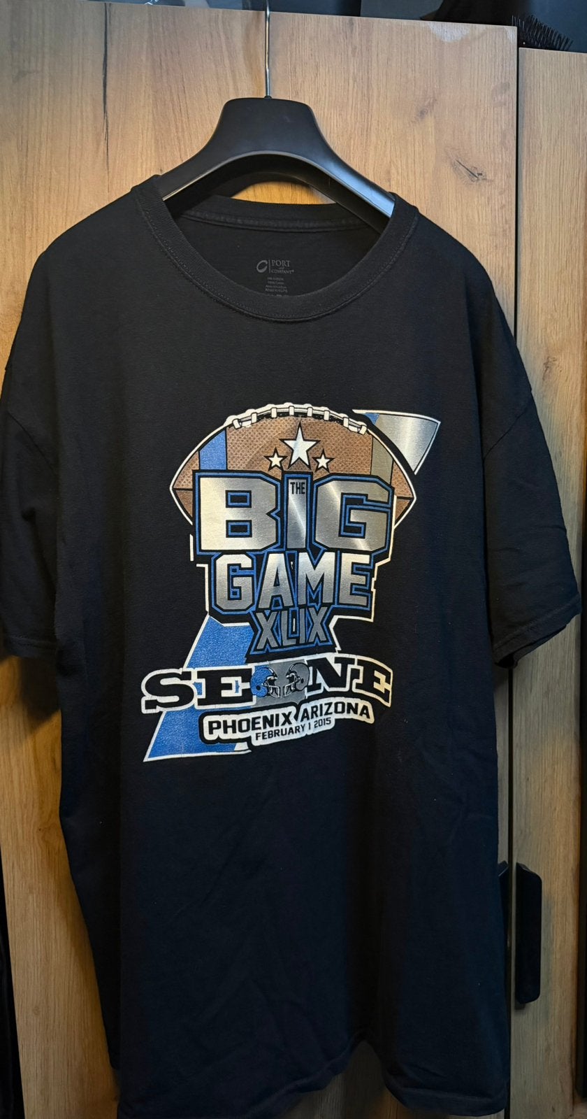 VINTAGE / RETRO: Super Bowl The Big Game NFL  T-Shirt Maat L, Verzenden, Zo goed als nieuw, Maat 52/54 (L), Zwart