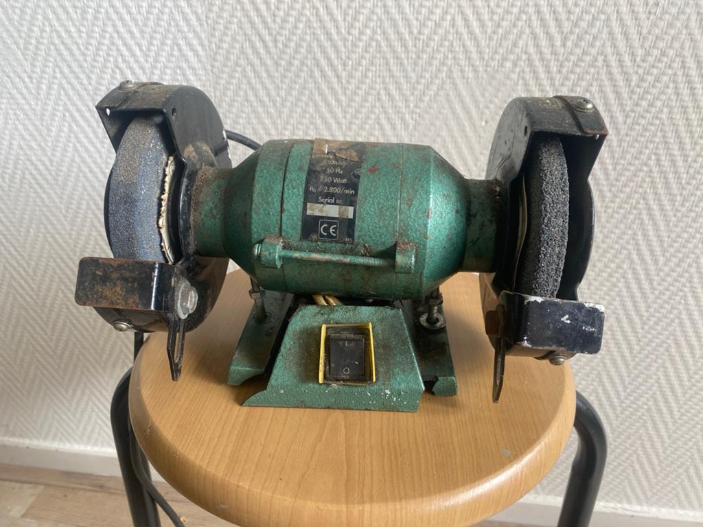 Oude Werkbank Slijpmachine - Vintage Groen, Ophalen, Gebruikt, Minder dan 700 watt, Werkbankslijpmachine