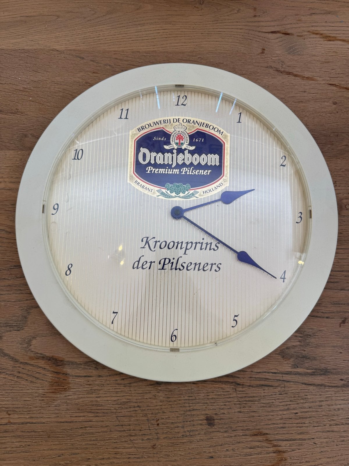 Vintage Oranjeboom Wandklok - Kroonprins der Pilseners, Verzamelen, Biermerken, Ophalen, Gebruikt, Reclamebord, Plaat of Schild