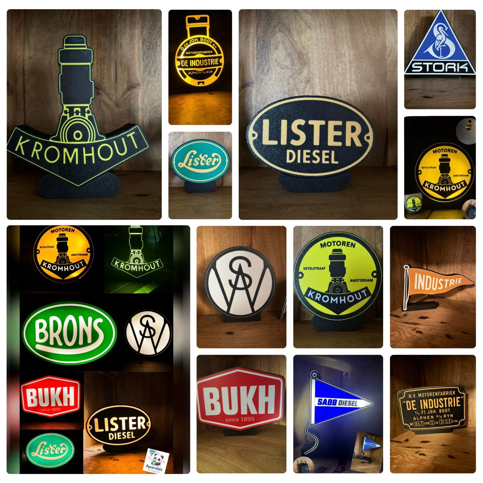 3D geprinte dieselmotor merk lampjes, Huis en Inrichting, Woonaccessoires | Overige, Meerkleurig, Overige stijlen, Nieuw, Kunststof