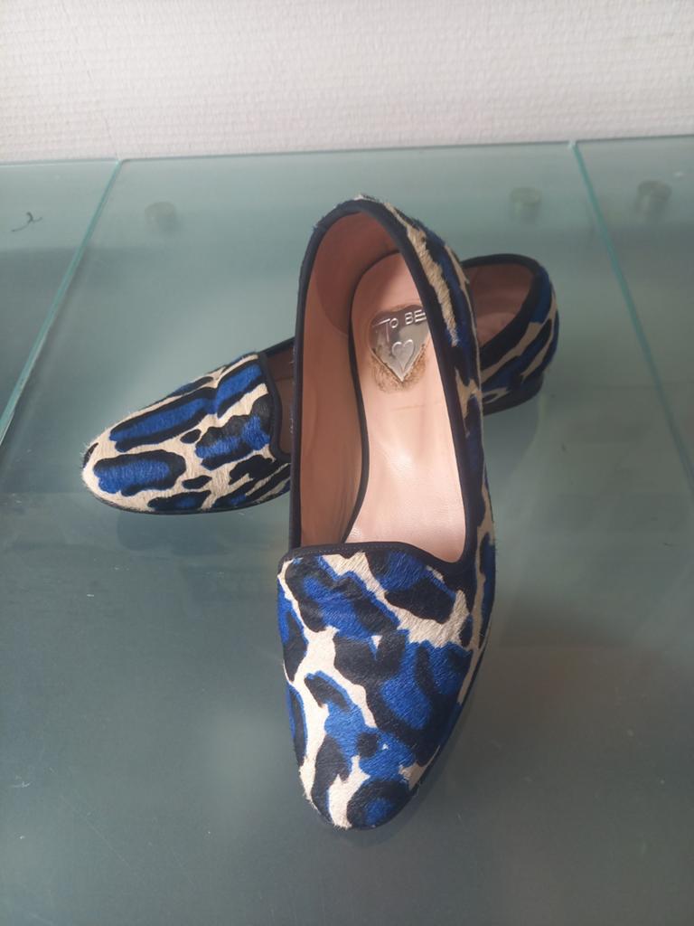 Ballerina's met dierenprint - koningsblauw/zwart/lichtgrijs, Kleding | Dames, Schoenen, Ophalen of Verzenden