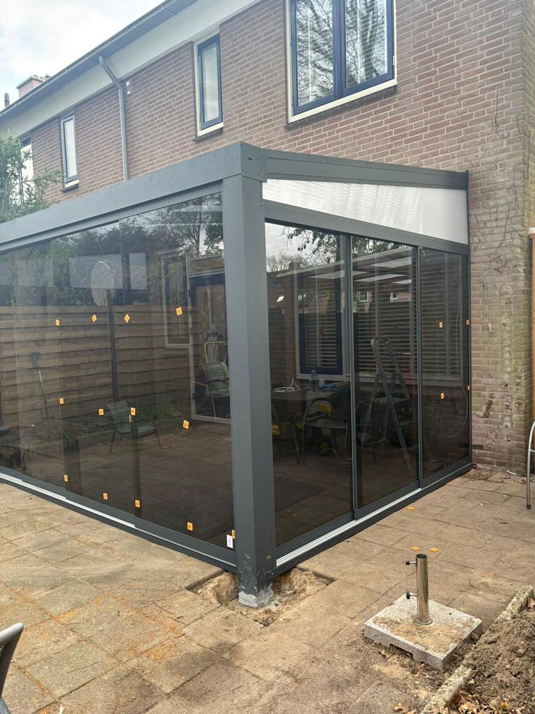 Veranda Carport Glazenschuif Kozijnen, Tuin en Terras, Tuinhuizen, Ophalen of Verzenden, Zo goed als nieuw, 500 cm of meer, 3 ramen of meer