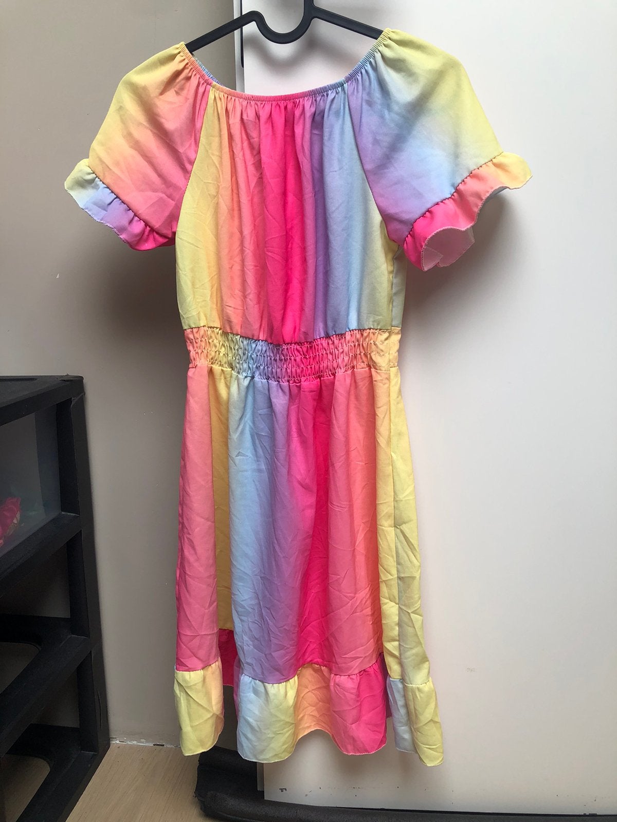 Leuk jurk regenboog 140-146, Ophalen of Verzenden, Zo goed als nieuw, Meisje, Jurk of Rok