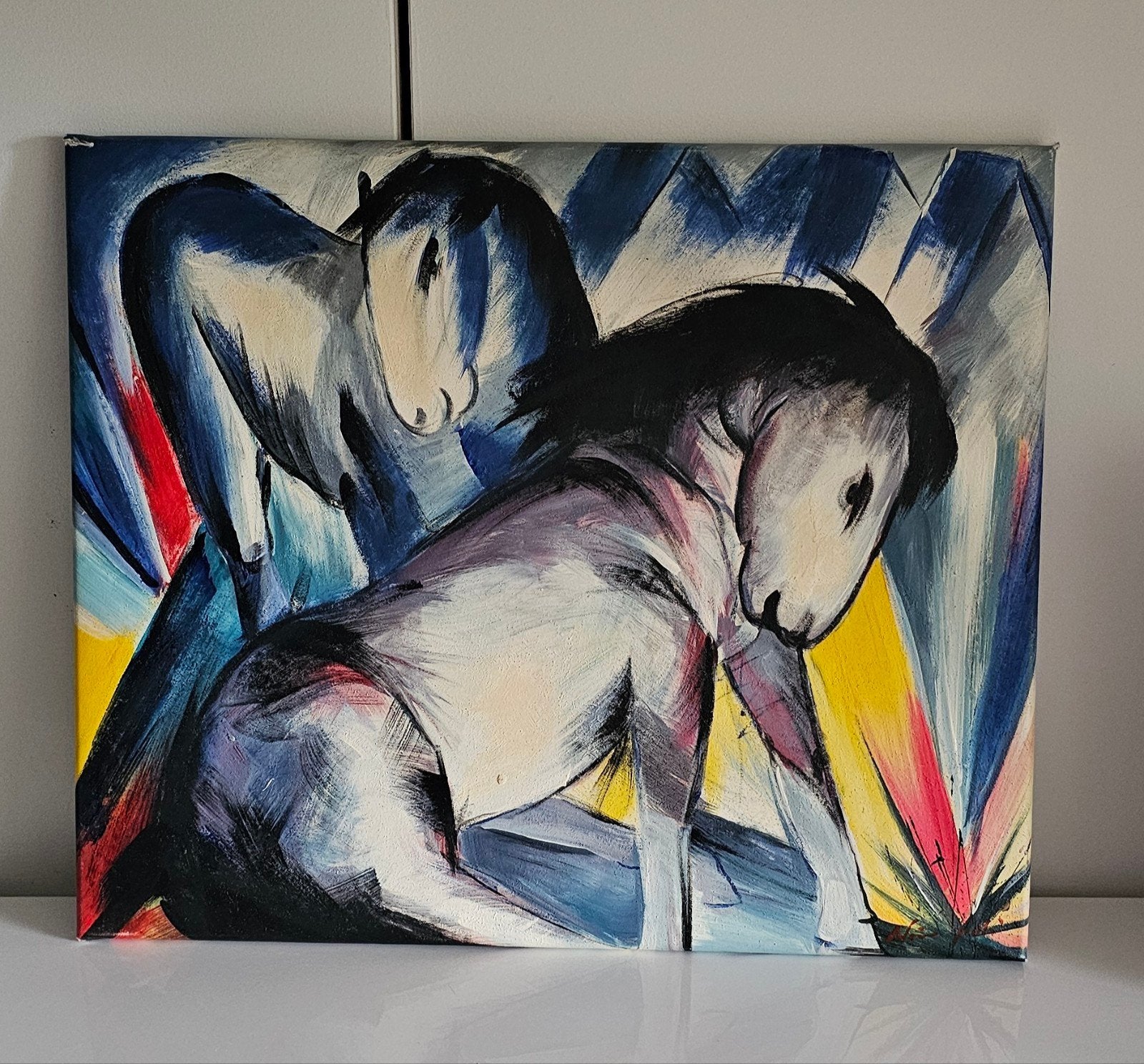 Reproductie "Franz Marc" in olieverf - 50 x 60 cm, Ophalen of Verzenden