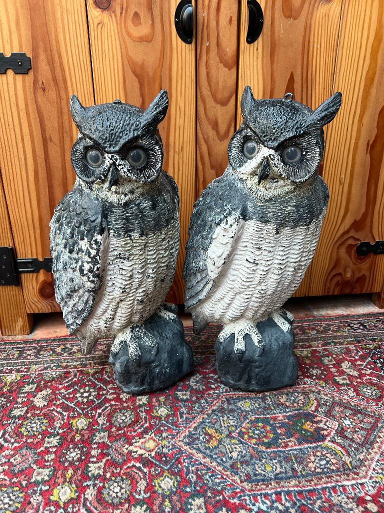 2 grote kunstof uil , uilen in goede staat, Tuin en Terras, Tuinbeelden, Ophalen of Verzenden, Gebruikt, Kunststof