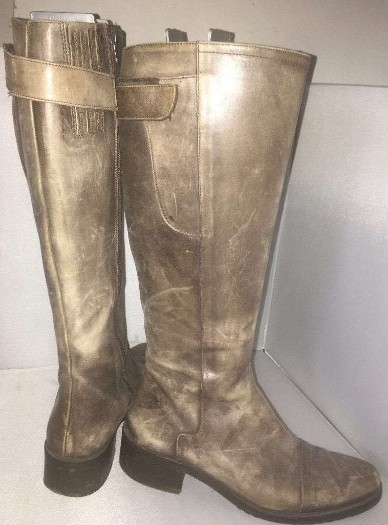 Comfortabele taupe geheel leren laarzen maat 37, Hoge laarzen, Bruin, Ophalen of Verzenden, Sacha