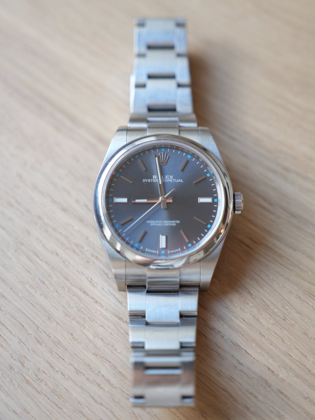 Rolex Oyster Perpetual 114300 rhodium, Ophalen, Polshorloge, Zo goed als nieuw, Rolex