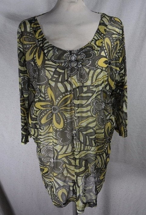 Mooi doorschijnend damesshirt mt 50/52 merk Great Looks, Kleding | Dames, Grote Maten, ., Zo goed als nieuw, ., Groen