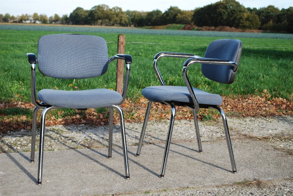 Buisframestoelen Strafor Steelcase type 442 Jaren 80, Ophalen, Gebruikt, Twee, Strafor Steelcase