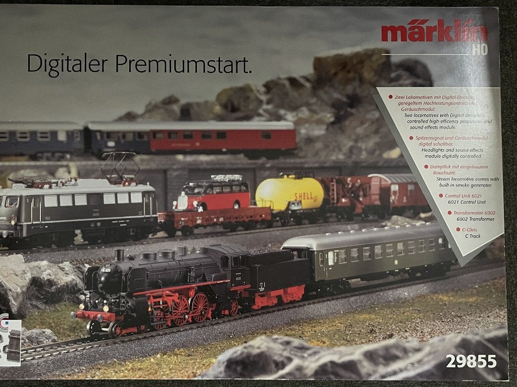 Marklin 29855 starterset, 2x loc, 3x rijtuig, 4 wagon, auto., Wisselstroom, Treinset, Ophalen of Verzenden, Zo goed als nieuw