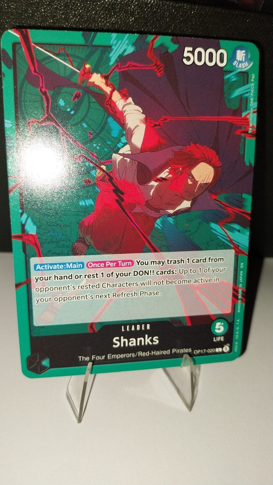 Shanks (OP17-020) Leader Kaart - One Piece Card Game, Ophalen of Verzenden, Zo goed als nieuw, Losse kaart
