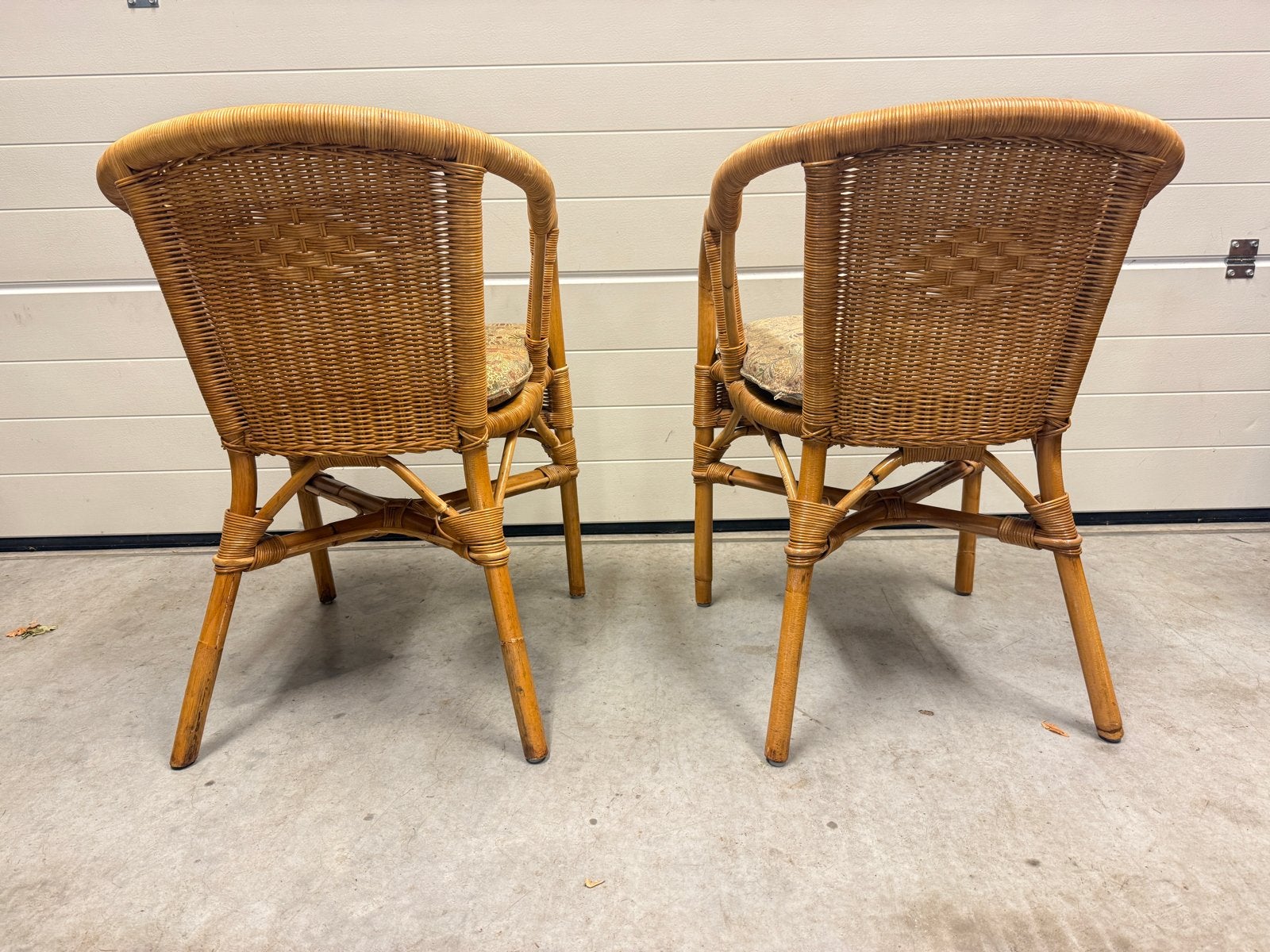 Set van 2 rotan stoelen met kussens, Ophalen, Gebruikt, Twee, Bruin