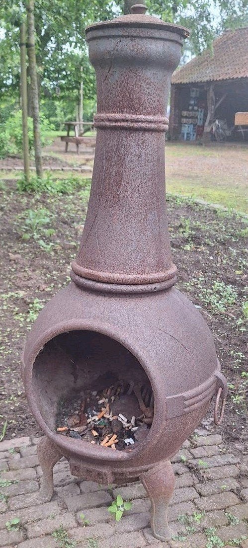 Zware gietijzeren tuinhaard / tuinkachel 108cm, Tuin en Terras, Ophalen, Gebruikt