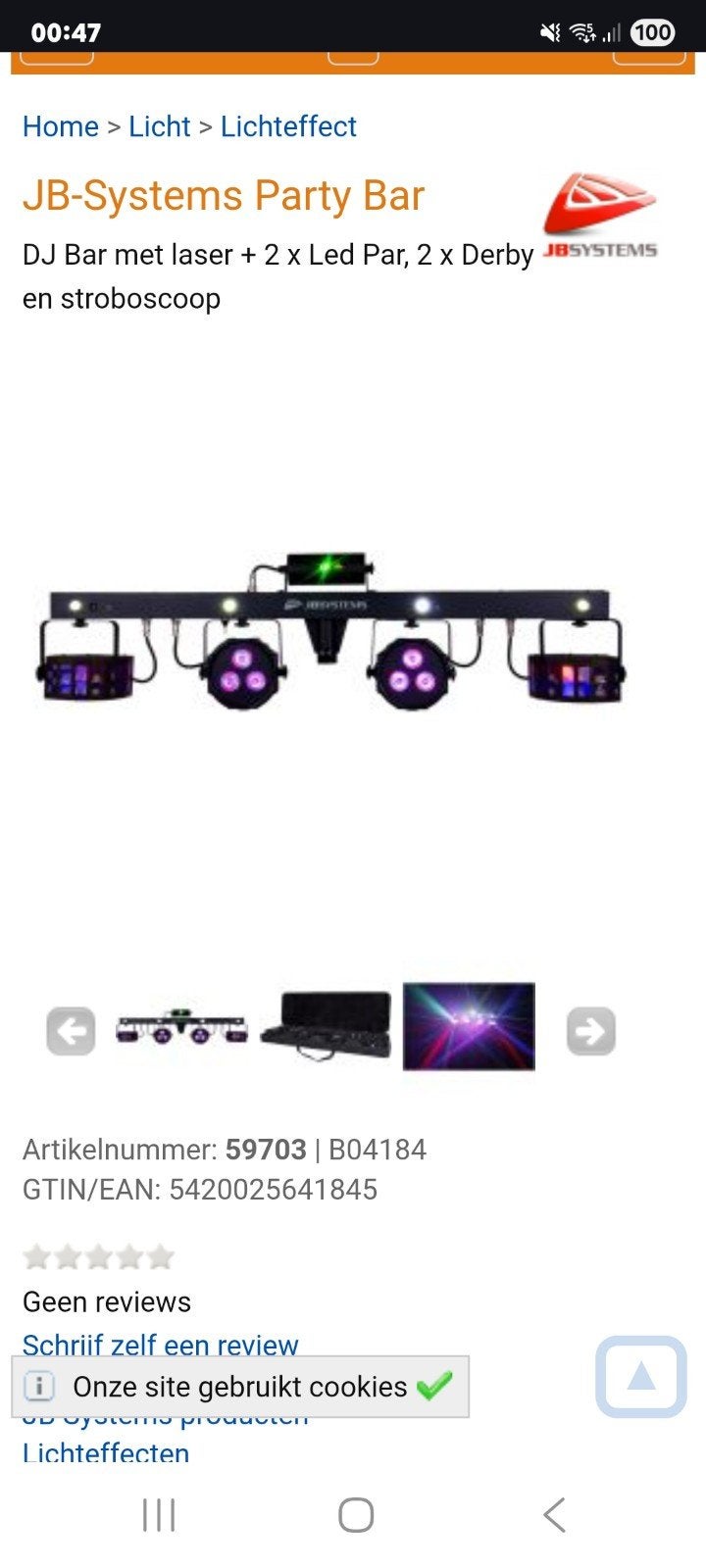 JB-Systems Party Bar met laser, LED Par, Derby en statief, Muziek en Instrumenten, Licht en Laser, Ophalen of Verzenden, Gebruikt