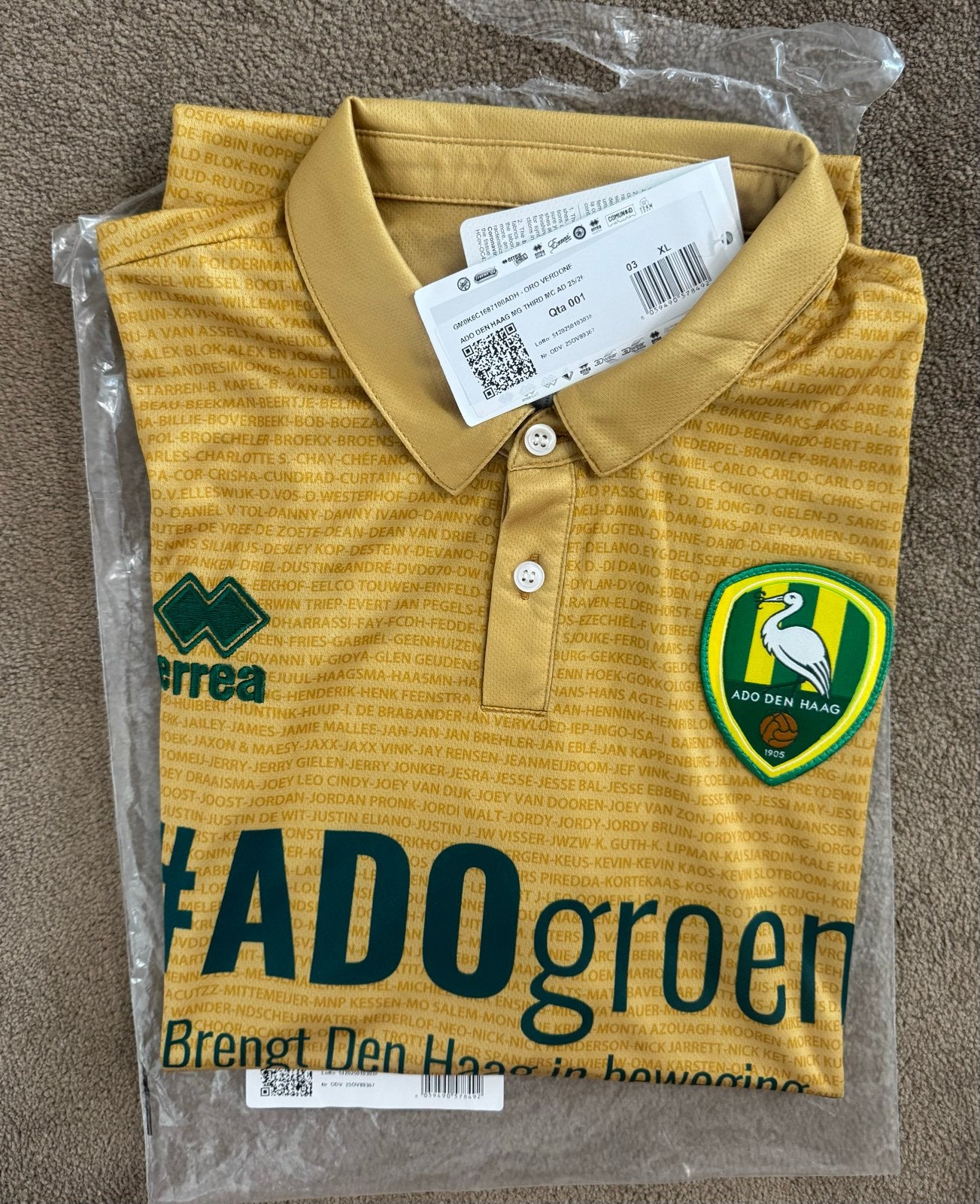 ADO Den Haag Gouden Jubileum Shirt - XL - Nieuw, Kleding | Heren, Geel, Ophalen of Verzenden, Voetbal, Maat 56/58 (XL)