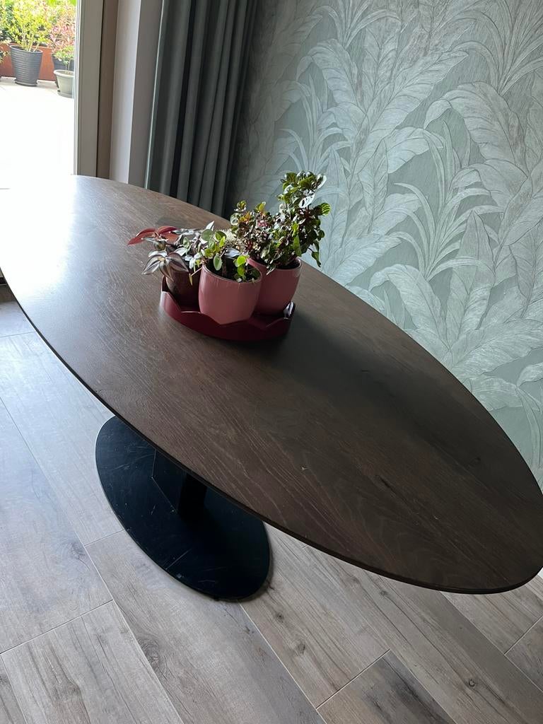 EETTAFEL OVAAL Design, Huis en Inrichting, Tafels | Eettafels, Ophalen, Gebruikt, 100 tot 150 cm, Eikenhout