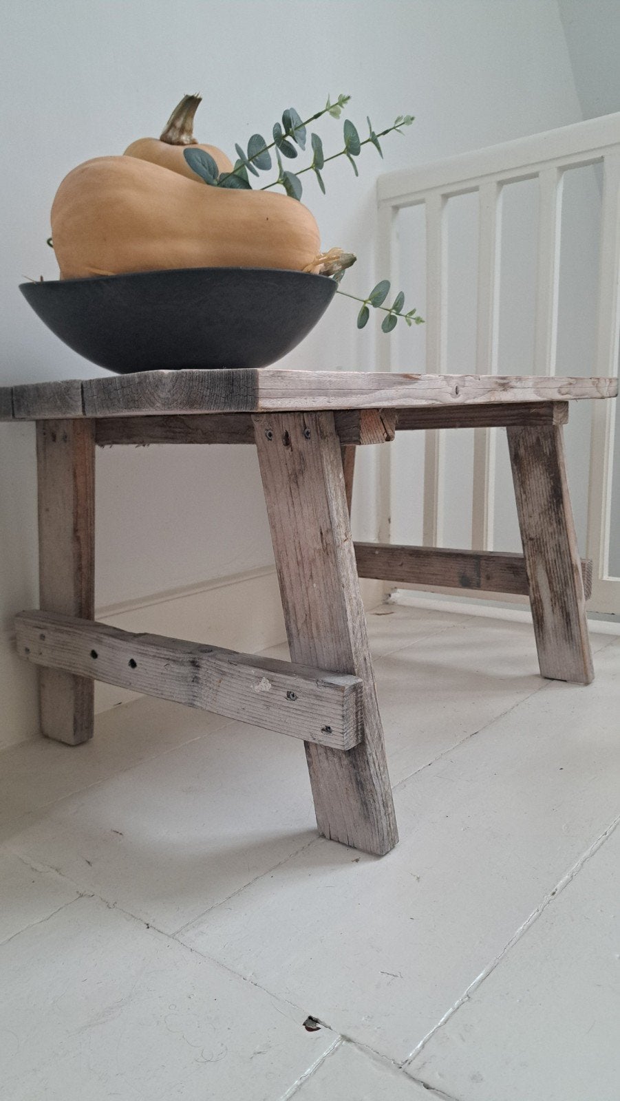 Steigerhouten Salontafel / Bijzettafel, Ophalen, Gebruikt, Rechthoekig, Overige houtsoorten