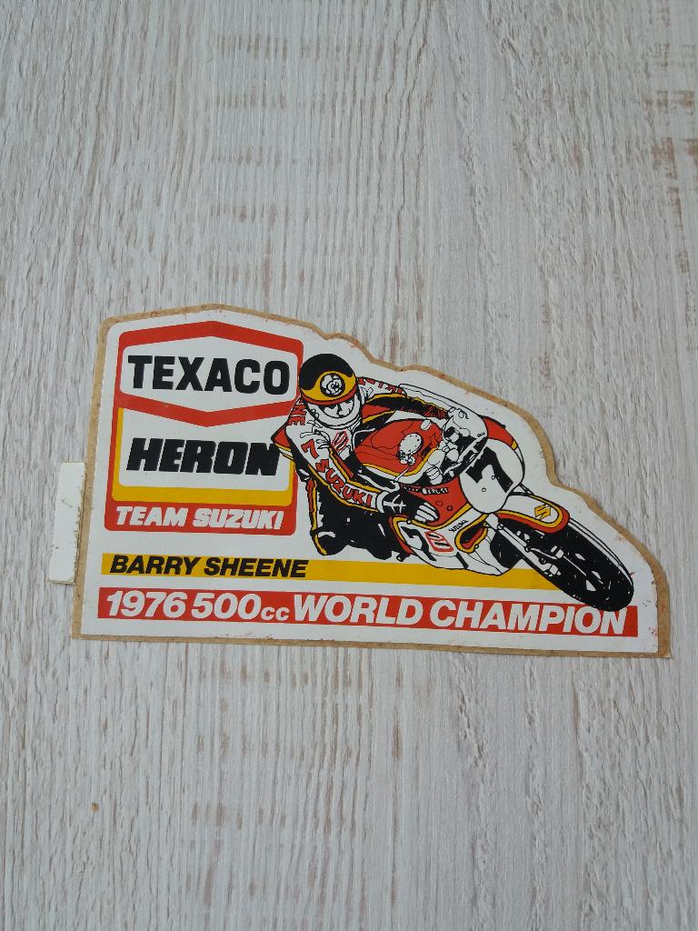sticker TEXACO HERON TEAM SUZUKI BARRY SHEENE 1976, Ophalen of Verzenden, Zo goed als nieuw, Sport