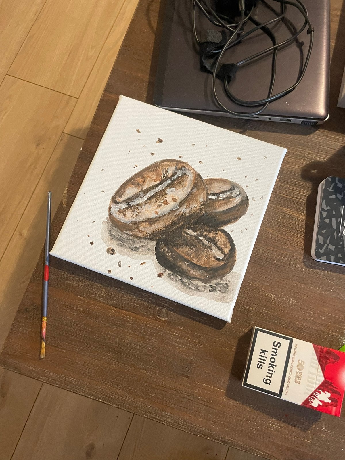 Koffiebonen Schilderij - Realistisch Acryl op Doek, Antiek en Kunst, Kunst | Schilderijen | Klassiek, Acrylverf, Doek, Realistisch