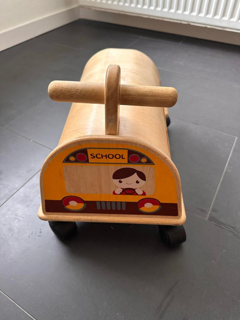 Houten ElectroBus loopwagen met blokken, Ophalen, Gebruikt, Rij- of Hobbelspeelgoed