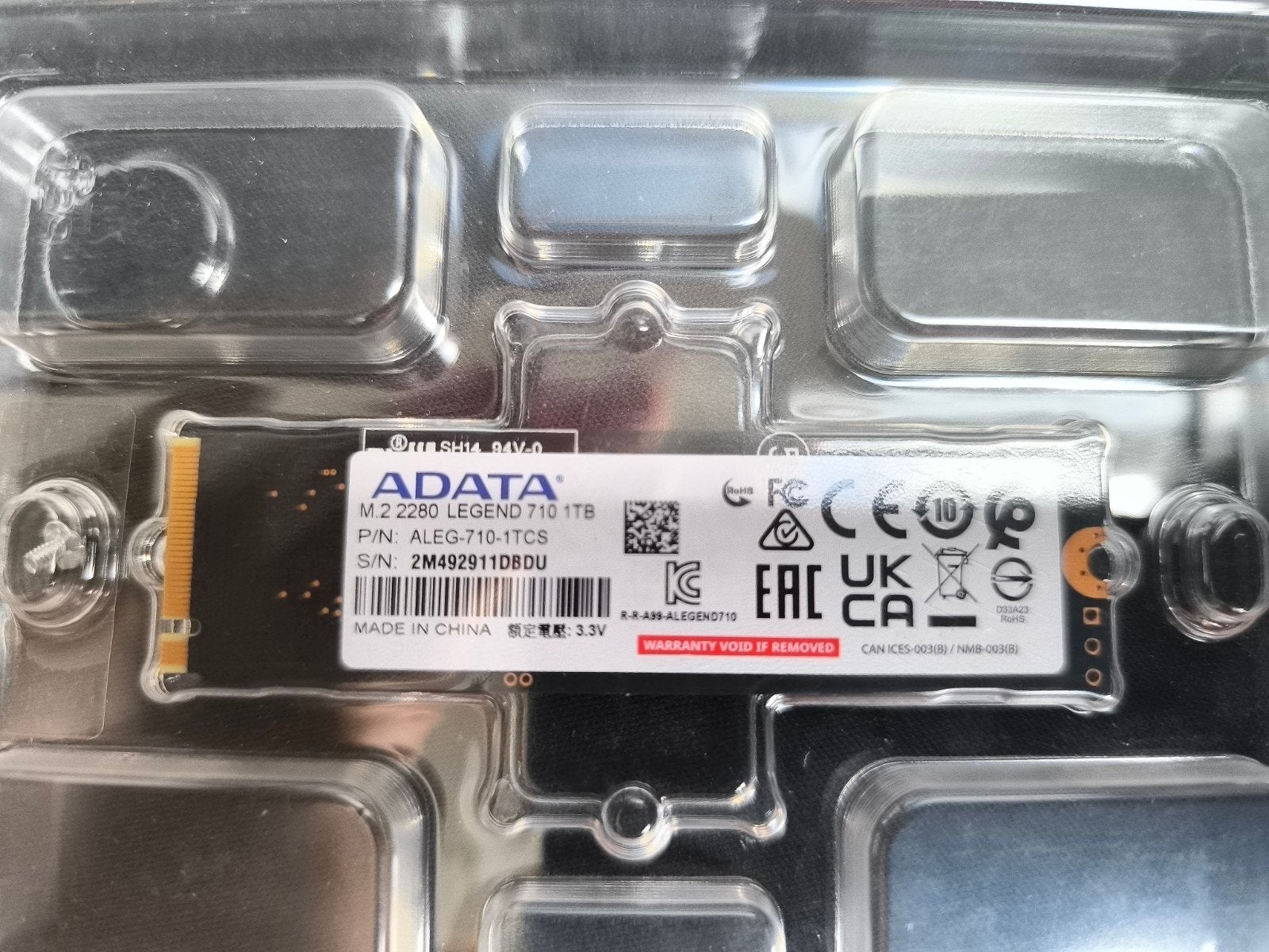 Adata Legend 710 1TB M.2 SSD, Computers en Software, Harde schijven, SSD, Ophalen of Verzenden, Zo goed als nieuw, 1TB
