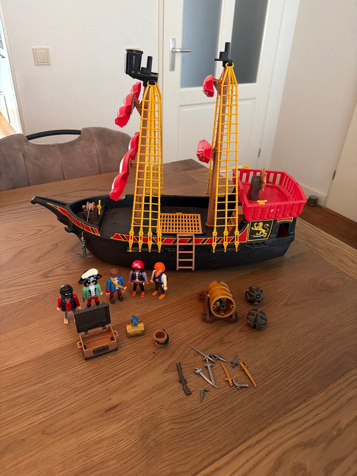 Playmobil Piratenschip (4424/5736) met 5 piraten, Gebruikt, Complete set, Ophalen of Verzenden, Boot/Schip