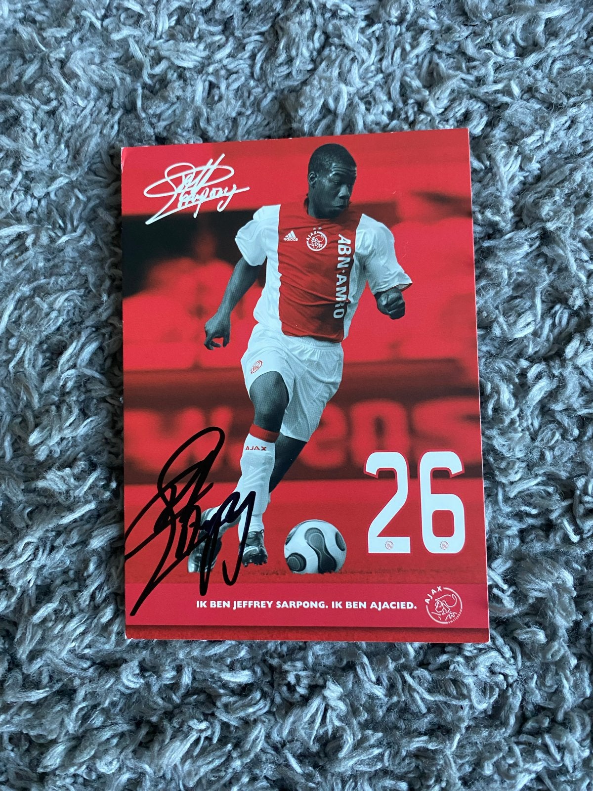 Ajax Spelerskaart Jeffrey Sarpong - Originele Handtekening, Ophalen of Verzenden, Zo goed als nieuw, Ajax, Spelerskaart